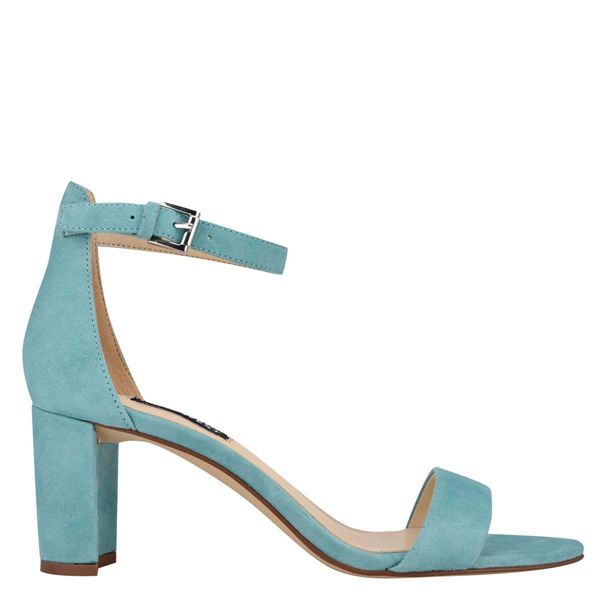Nine West Pruce Ankle Strap Block Heel Turquoise Heeled Sandals | South Africa 29D49-4R38